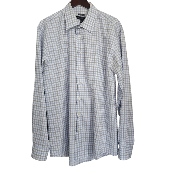Pronto Uomo Modern Fit Non-iron Blue Button Down Shirt - 17, 36/37 Tall - Picture 2 of 8